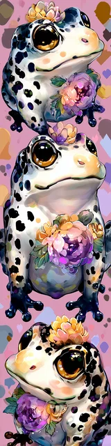 Free kawaii frog bookmark featuring a stack of three kawaii frogs
